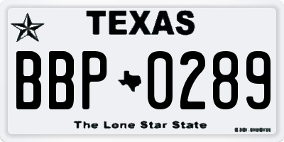 TX license plate BBP0289