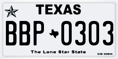TX license plate BBP0303