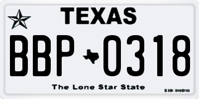 TX license plate BBP0318