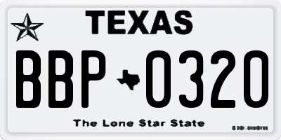TX license plate BBP0320