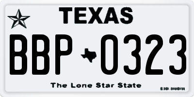 TX license plate BBP0323