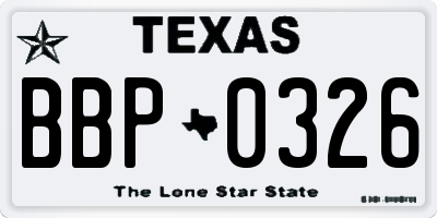 TX license plate BBP0326