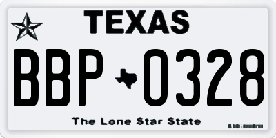 TX license plate BBP0328