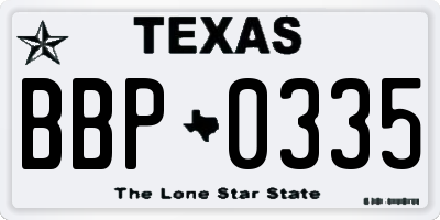 TX license plate BBP0335