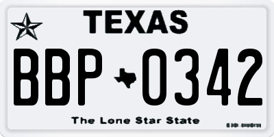 TX license plate BBP0342