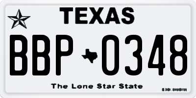 TX license plate BBP0348