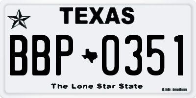 TX license plate BBP0351