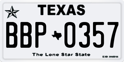 TX license plate BBP0357
