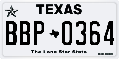 TX license plate BBP0364
