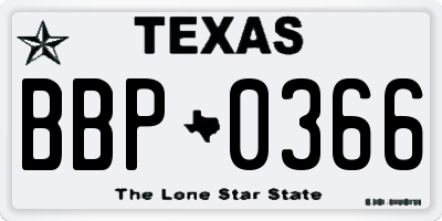 TX license plate BBP0366