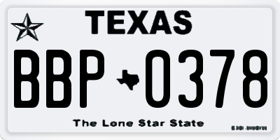 TX license plate BBP0378