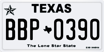 TX license plate BBP0390