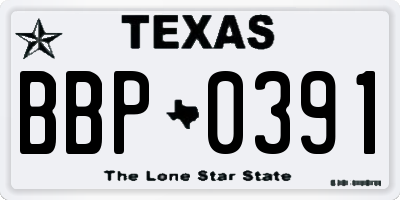 TX license plate BBP0391