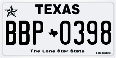 TX license plate BBP0398
