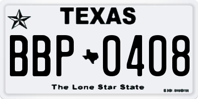 TX license plate BBP0408