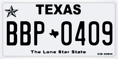 TX license plate BBP0409
