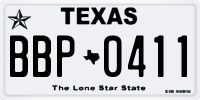 TX license plate BBP0411