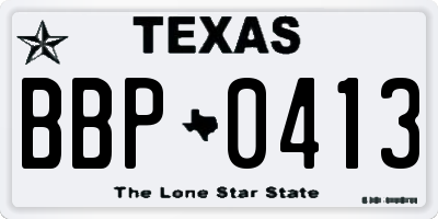 TX license plate BBP0413
