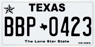 TX license plate BBP0423