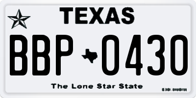 TX license plate BBP0430