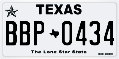 TX license plate BBP0434