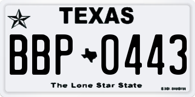 TX license plate BBP0443