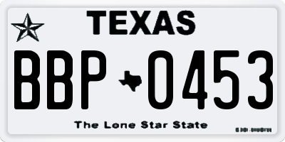 TX license plate BBP0453