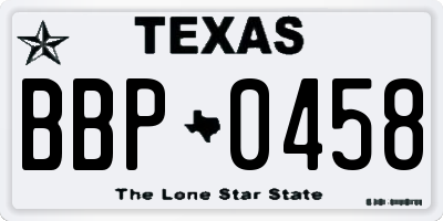 TX license plate BBP0458