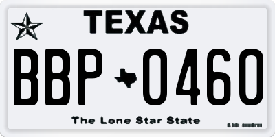 TX license plate BBP0460