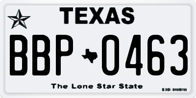TX license plate BBP0463