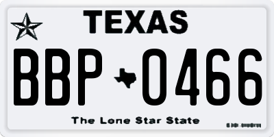 TX license plate BBP0466