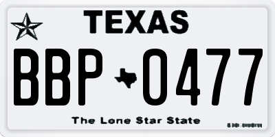TX license plate BBP0477