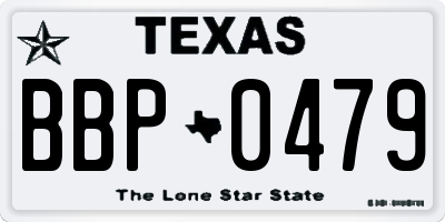 TX license plate BBP0479