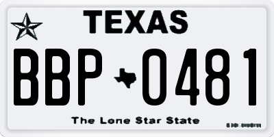 TX license plate BBP0481