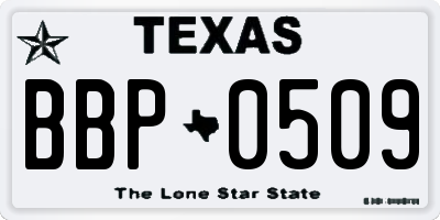 TX license plate BBP0509