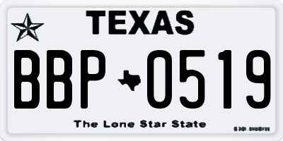TX license plate BBP0519