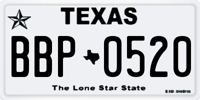 TX license plate BBP0520