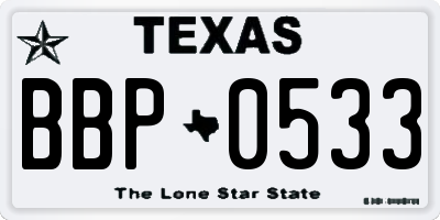 TX license plate BBP0533