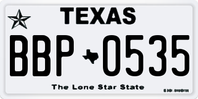 TX license plate BBP0535