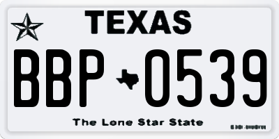TX license plate BBP0539