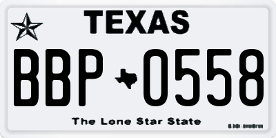 TX license plate BBP0558