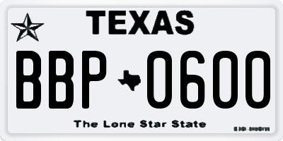 TX license plate BBP0600