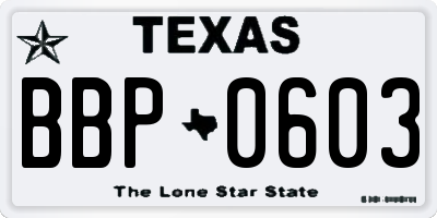 TX license plate BBP0603