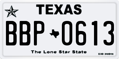TX license plate BBP0613