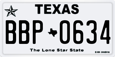 TX license plate BBP0634