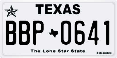 TX license plate BBP0641