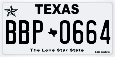 TX license plate BBP0664
