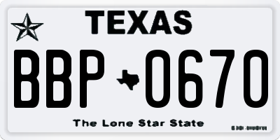 TX license plate BBP0670