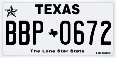 TX license plate BBP0672