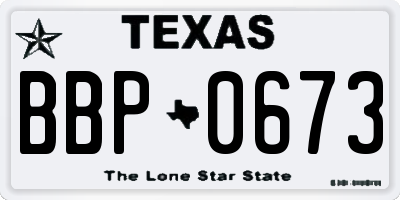 TX license plate BBP0673